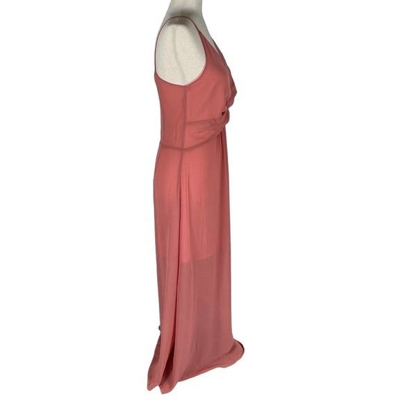 ENTRO FIXED SPAGHETTI STRAP V-NECK TWIST FRONT MAXI DRESS DARK SALMON SMALL NWT - Picture 10 of 15